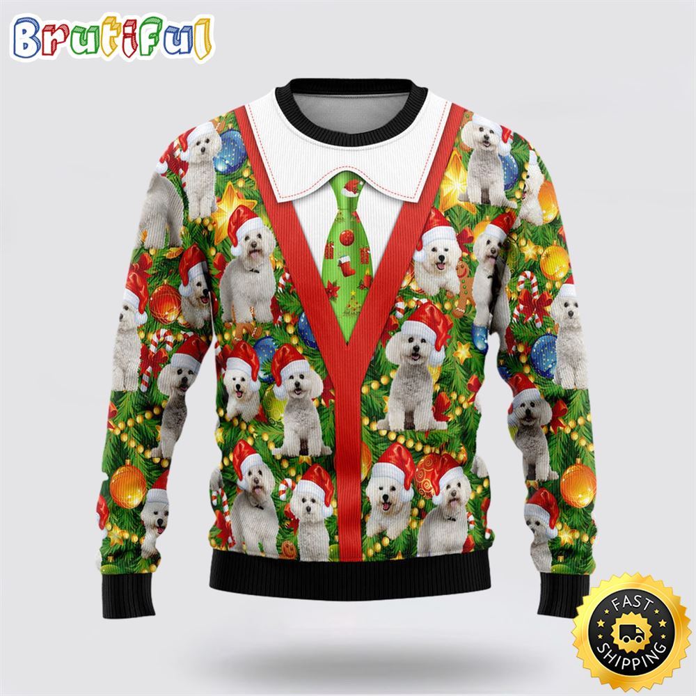 Bichon Xmas Pine Ugly Christmas Sweater Show Your Love For Your Furry Friend