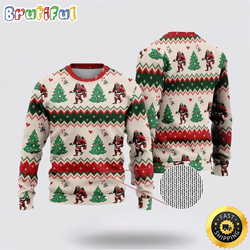 Bigfoot Bring Your Gift Ugly Christmas Sweater