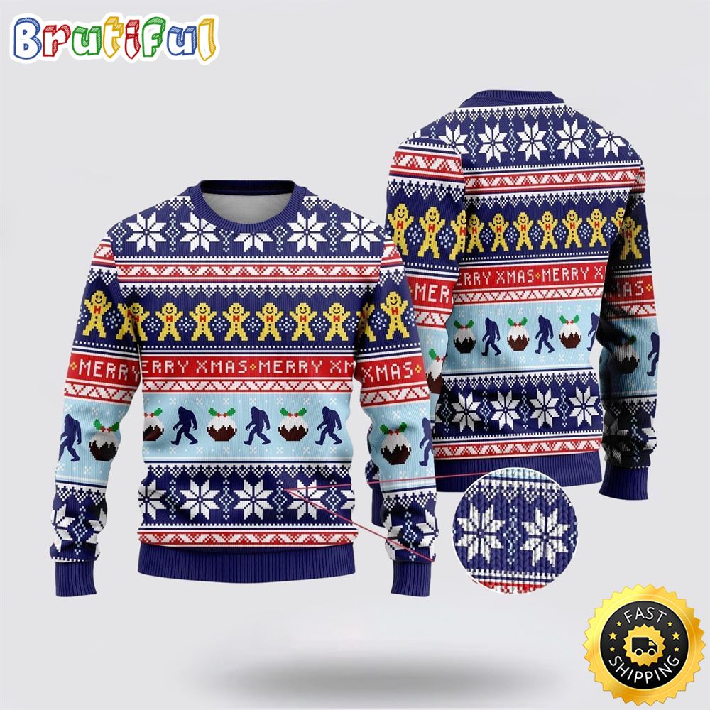 Bigfoot Merry Xmas Ugly Christmas Sweater