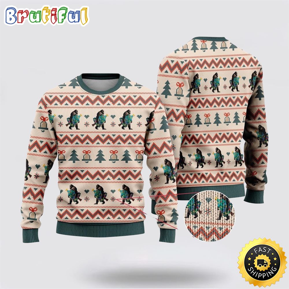 Bigfoot Ring Ring Christmas Ugly Christmas Sweater
