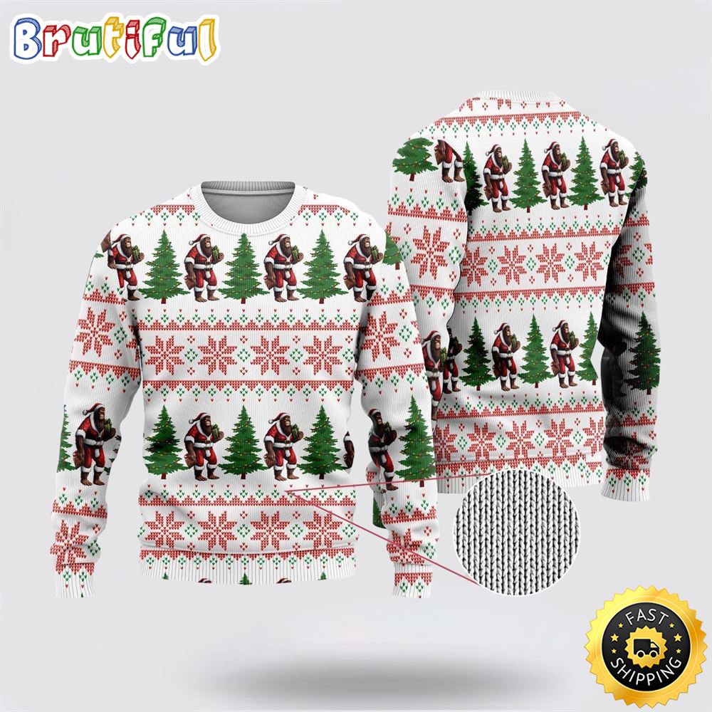 Bigfoot Santa Gift Ugly Christmas Sweater