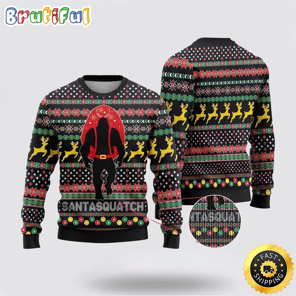 Bigfoot Santa Squatch Ugly Christmas Sweater