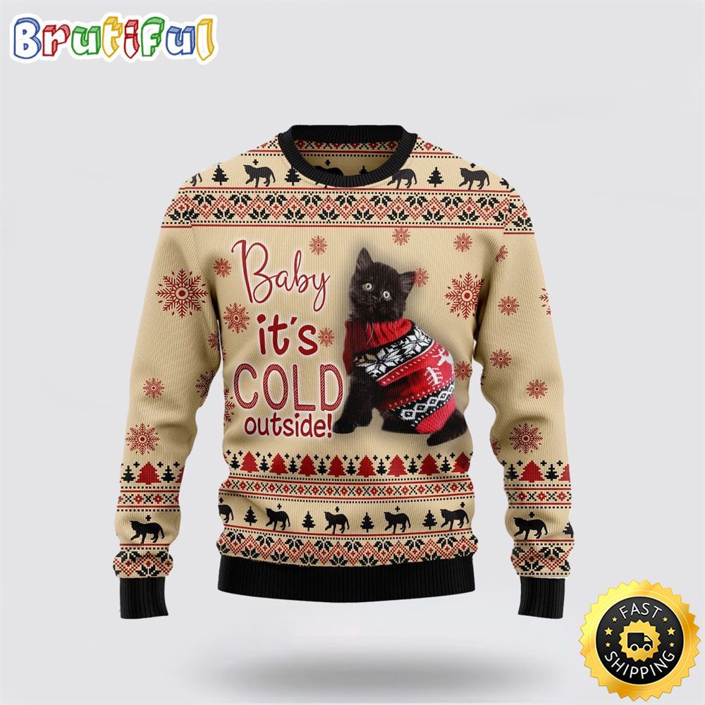 Black Cat Baby Ugly Christmas Sweater Perfect Christmas Gift For Cat Lover