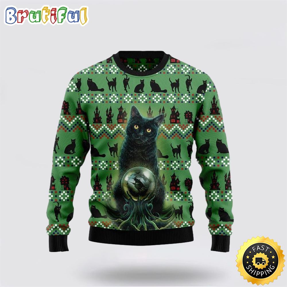 Black Cat Tree Killer Ugly Christmas Sweater Perfect Christmas Gift For Cat Lover