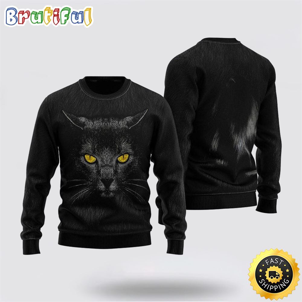 Black Cat Ugly Christmas Sweater Perfect Christmas Gift For Cat Lover