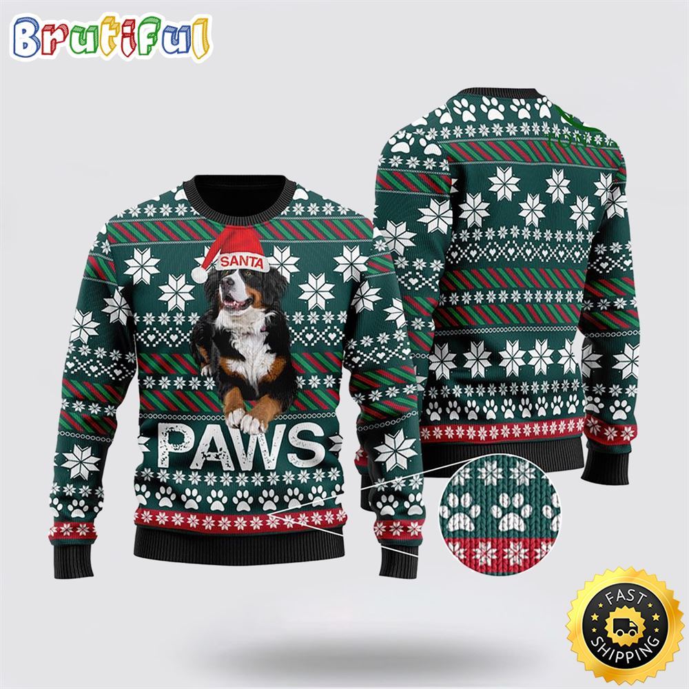 Cute Bernese Mountain Dog Ugly Christmas Sweater Show Your Love For Your Furry Friend