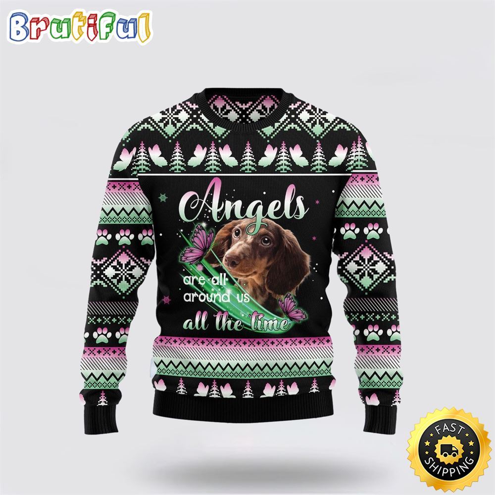 Dachshund Angel Ugly Christmas Sweater Show Your Love For Your Furry Friend