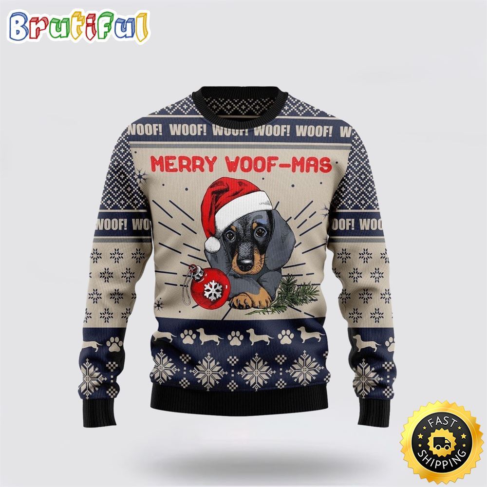 Dachshund Merry Woofmas Ugly Christmas Sweater Show Your Love For Your Furry Friend