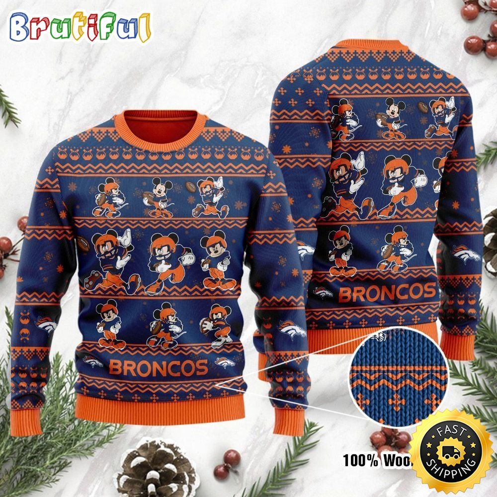 Denver Broncos Ugly Christmas Sweater Captain Mickey Mouse Perfect Gift For Football Fans