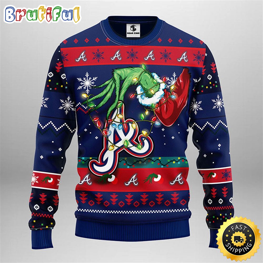 MLB Atlanta Braves Christmas Ugly Sweater Grinch Gift For Baseball Fans