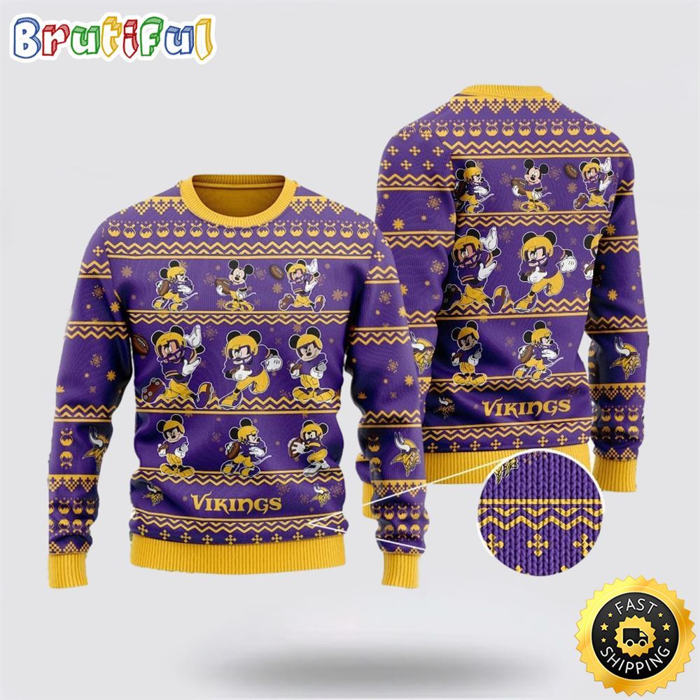 Minnesota Vikings Ugly Christmas Sweater Captain Mickey Mouse Perfect Gift For Football Fans