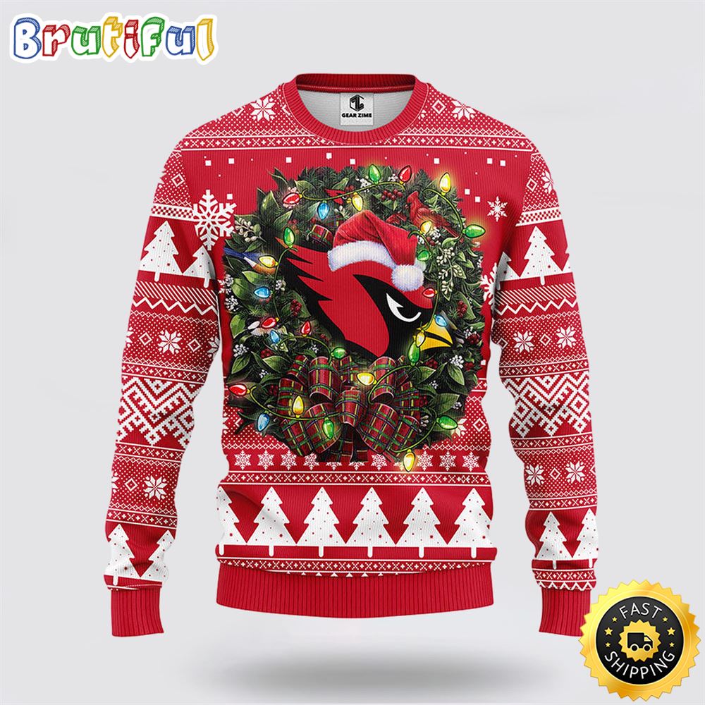 NFL Arizona Cardinals Ugly Sweater Christmas Wreath Sweater For Fan Football