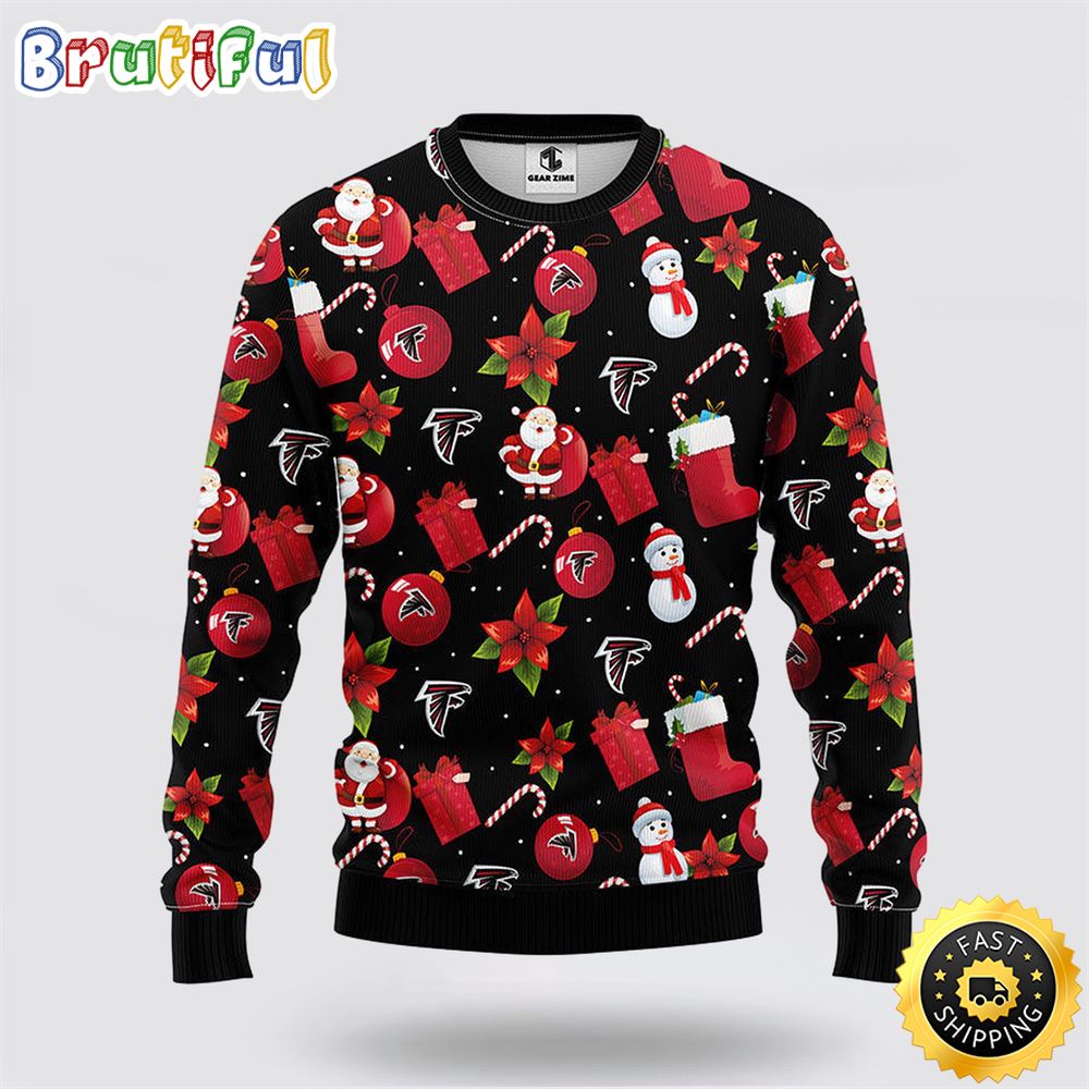 NFL Atlanta Falcons Ugly Sweater Santa Claus Snowman Ugly Christmas Sweater