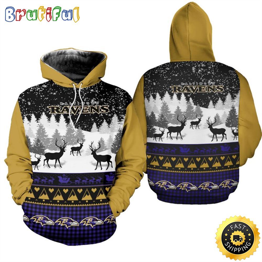 NFL Baltimore Ravens Christmas Is Here All Over Print 3D Hoodie Unisex Hoodie