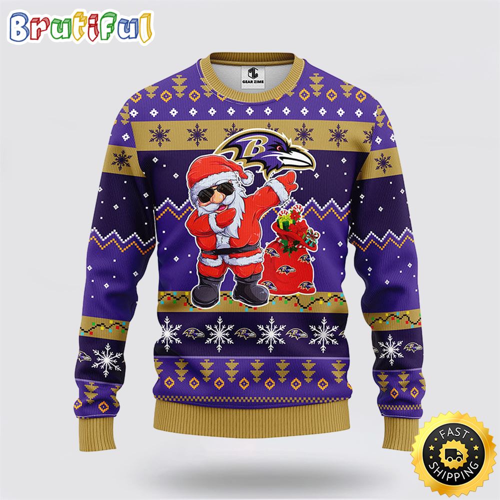 NFL Baltimore Ravens Ugly Sweater Santa Claus Ugly Christmas Sweater