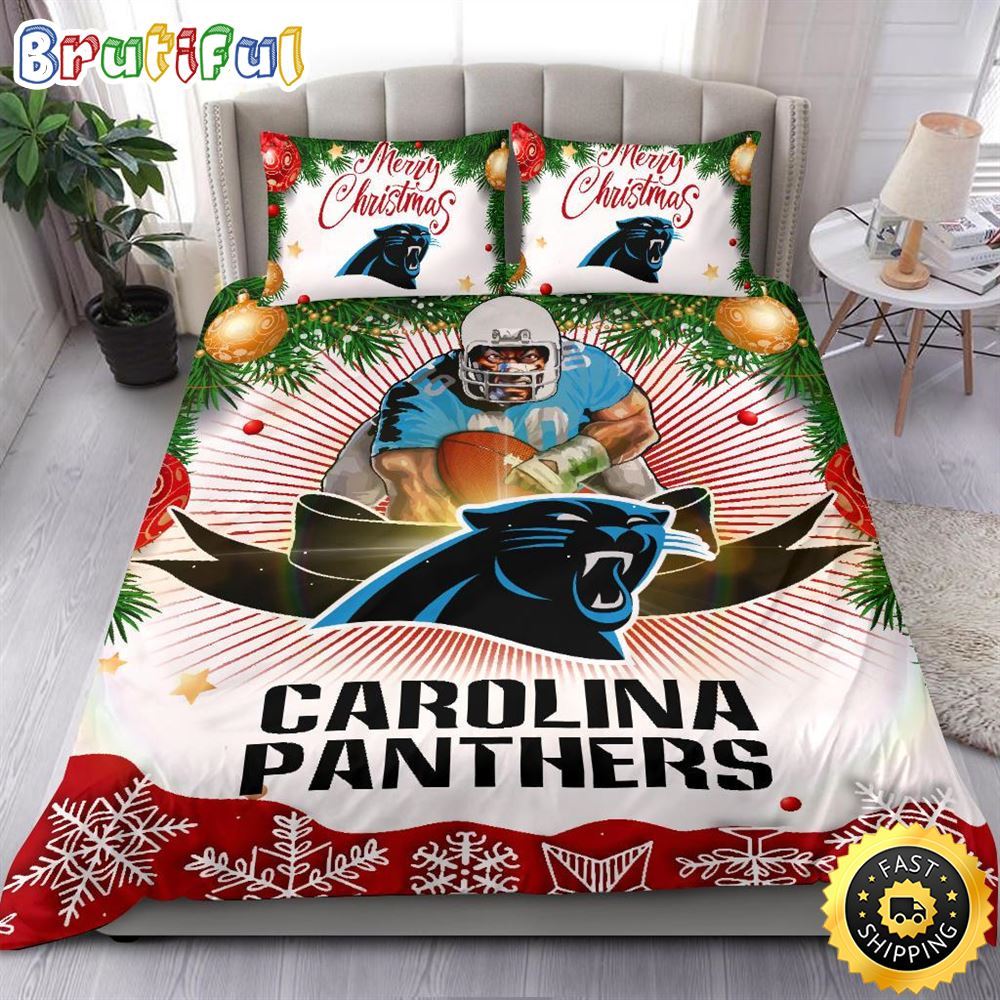 NFL Carolina Panthers Bedding Sets Merry Christmas Quilt Bedding Sets