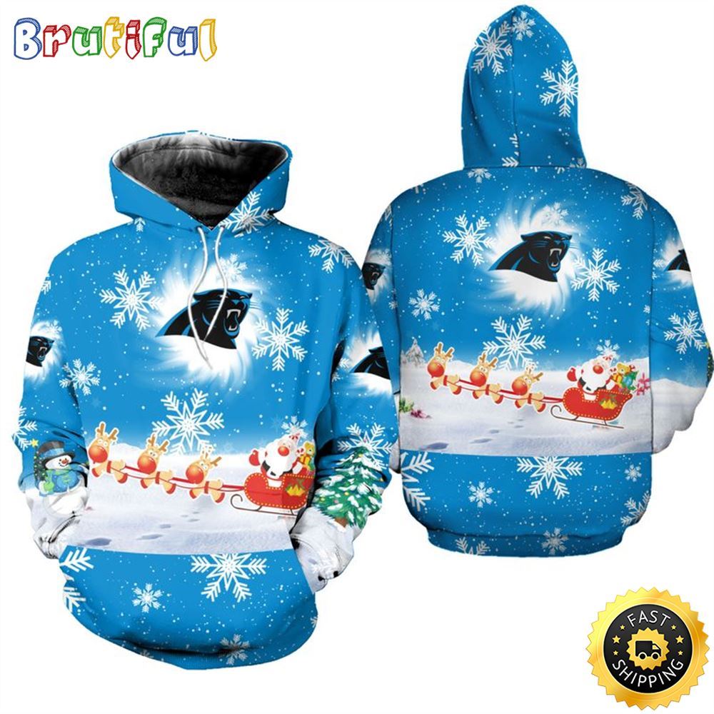 NFL Carolina Panthers Christmas Santa Claus Is Coming All Over Print 3D Hoodie Unisex Hoodie