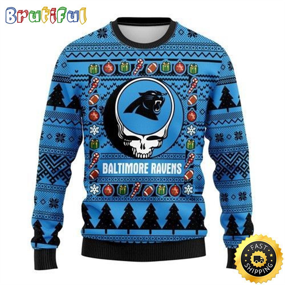 NFL Carolina Panthers Ugly Christmas Sweater The Intelligence Of The Skull Unisex Sweater