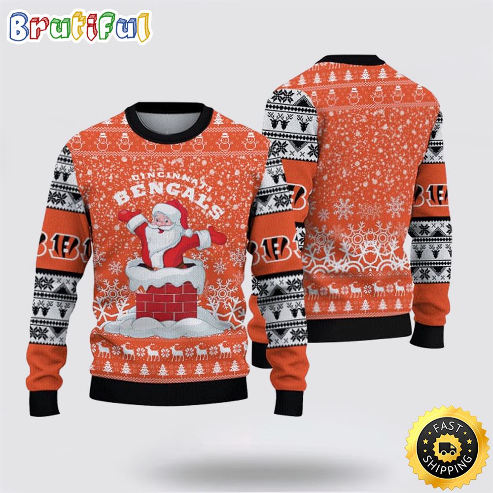 NFL Cincinnati Bengals Ugly Sweater Printed Christmas Funny Santa Claus Show Team Spirit