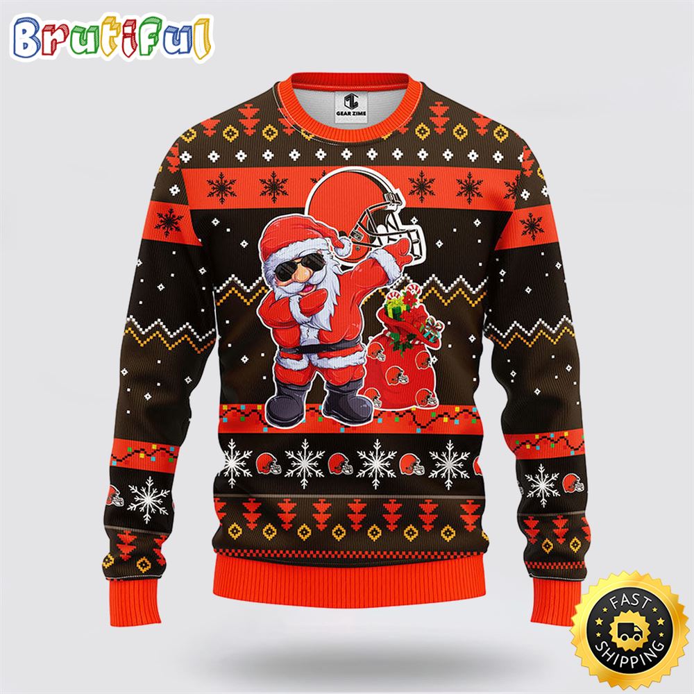 NFL Cleveland Browns Ugly Sweater Santa Claus Ugly Christmas Sweater