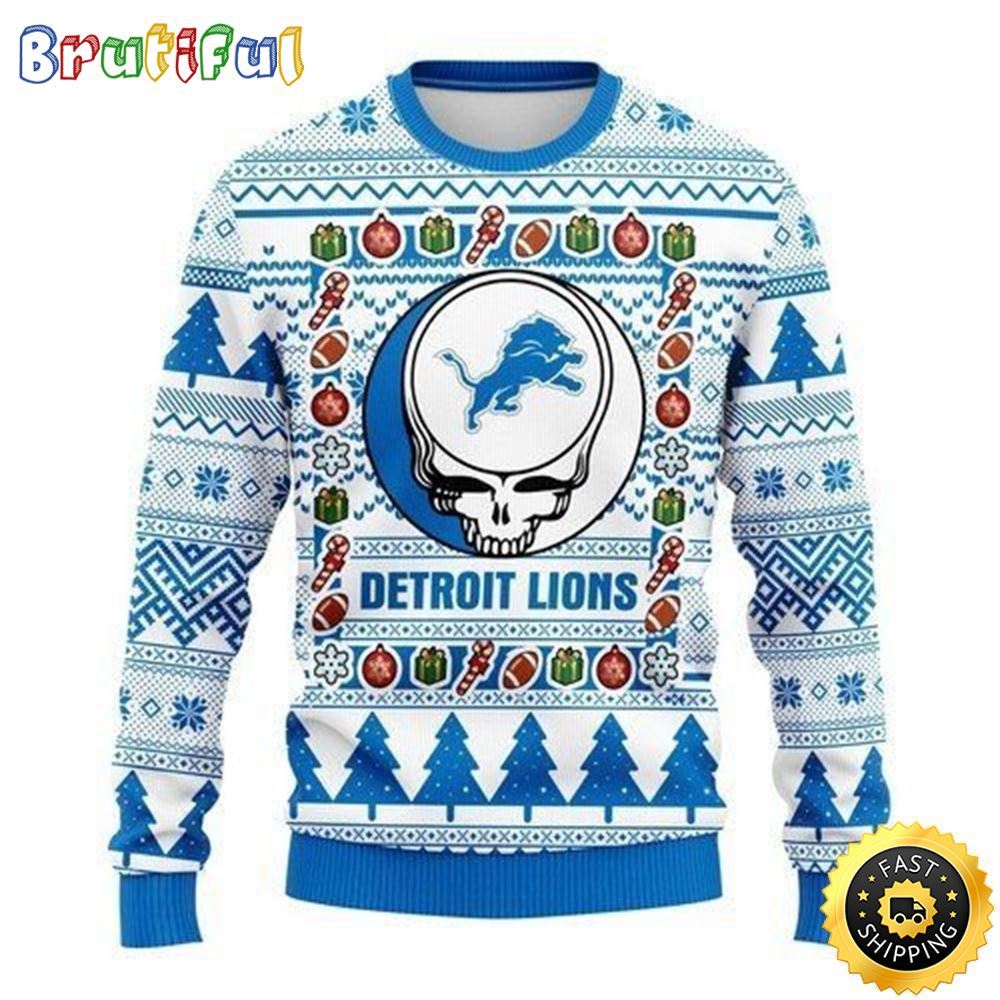 NFL Detroit Lions Ugly Christmas Sweater The Intelligence Of The Skull Unisex Sweater