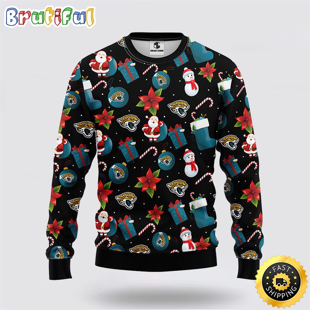 NFL Jacksonville Jaguars Ugly Sweater Santa Claus Snowman Ugly Christmas Sweater
