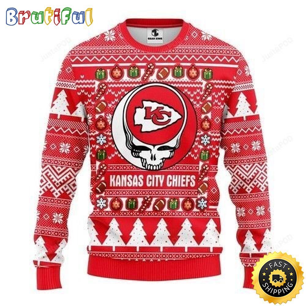 NFL Kansas City Chiefs Ugly Christmas Sweater The Intelligence Of The Skull Unisex Sweater
