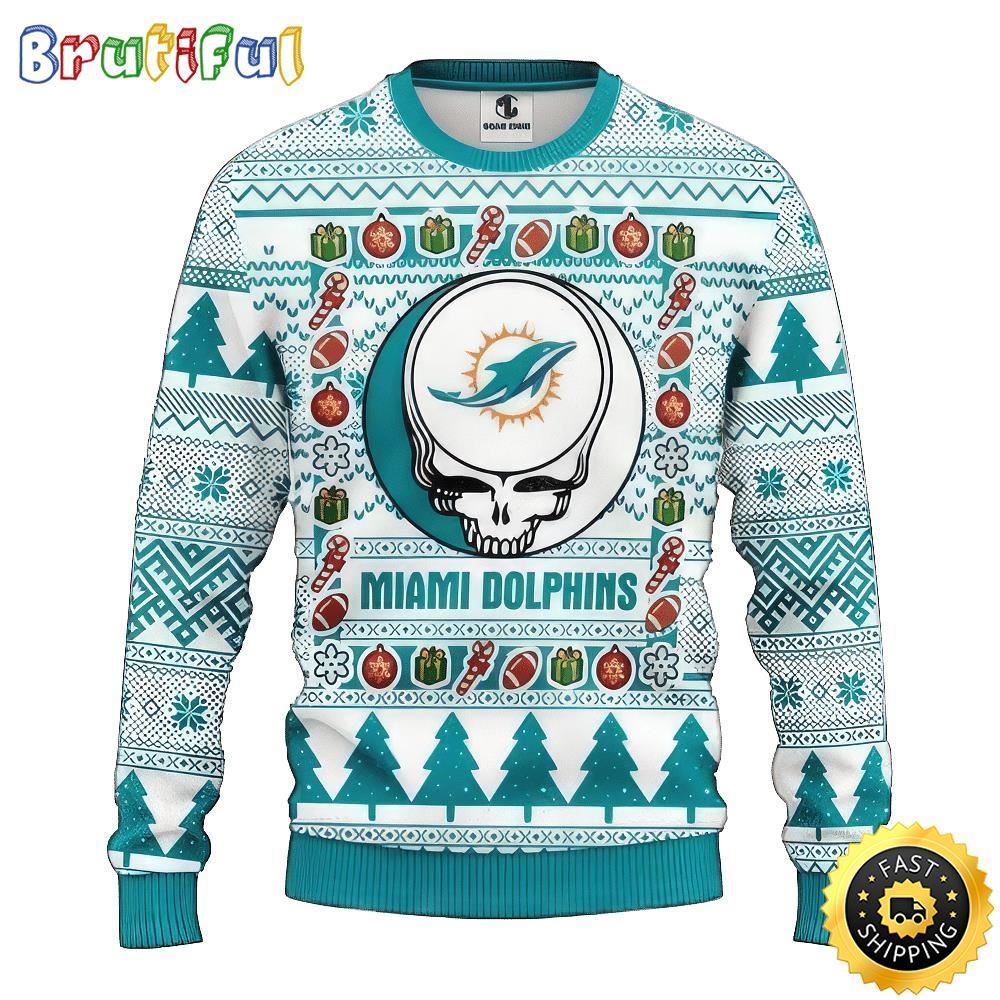 NFL Miami Dolphins Ugly Christmas Sweater The Intelligence Of The Skull Unisex Sweater