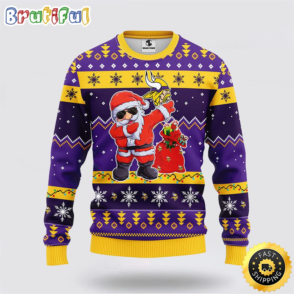NFL Minnesota Vikings Ugly Sweater Santa Claus Ugly Christmas Sweater