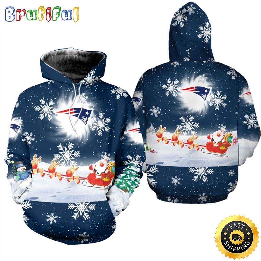 NFL New England Patriots Christmas Santa Claus Is Coming All Over Print 3D Hoodie Unisex Hoodie