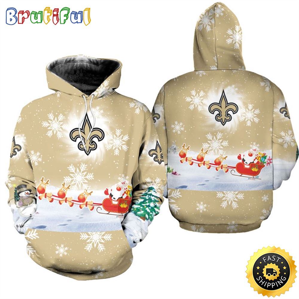 NFL New Orleans Saints Christmas Santa Claus Is Coming All Over Print 3D Hoodie Unisex Hoodie