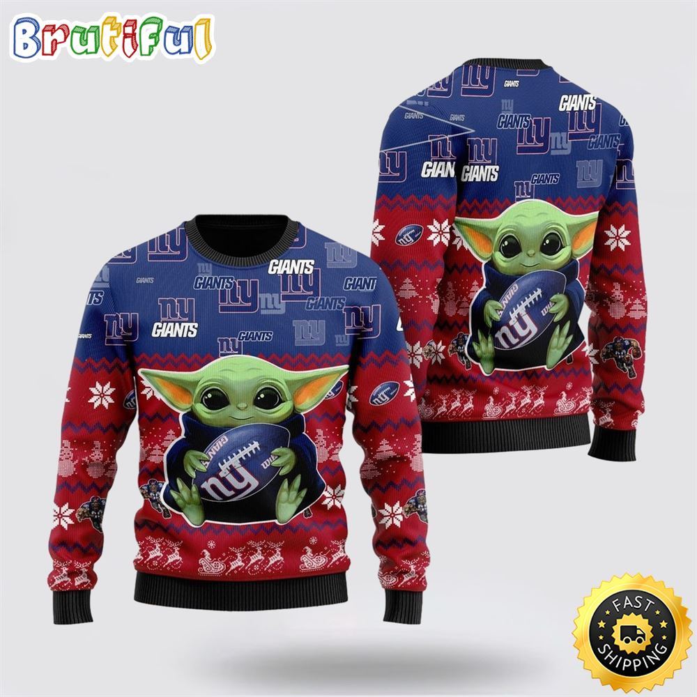 NFL New York Giants Ugly Christmas Sweater Baby Yoda Unisex Sweater