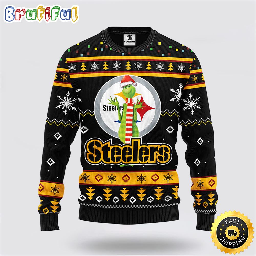 NFL Pittsburgh Steelers Ugly Sweater Funny Grinch Ugly Christmas Sweater