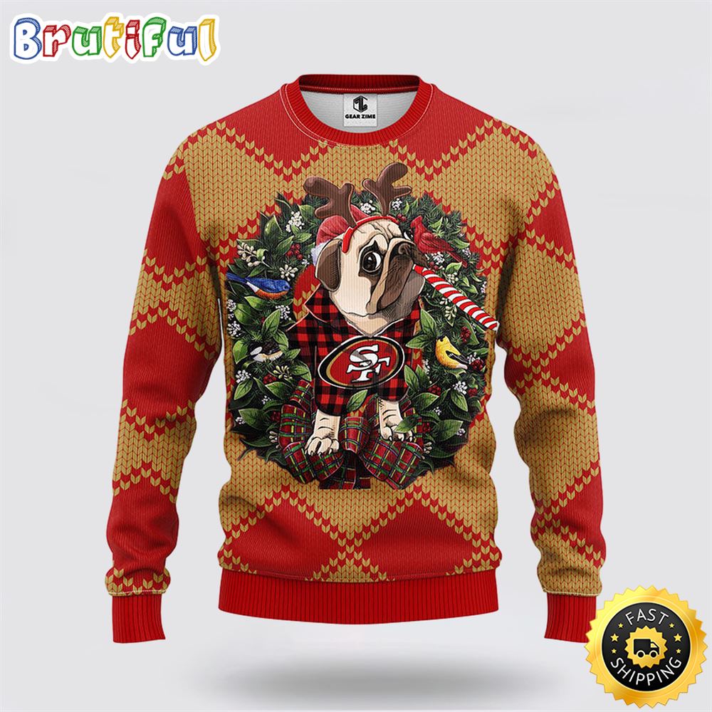 NFL San Francisco 49ers Ugly Sweater Pub Dog Ugly Christmas Sweater