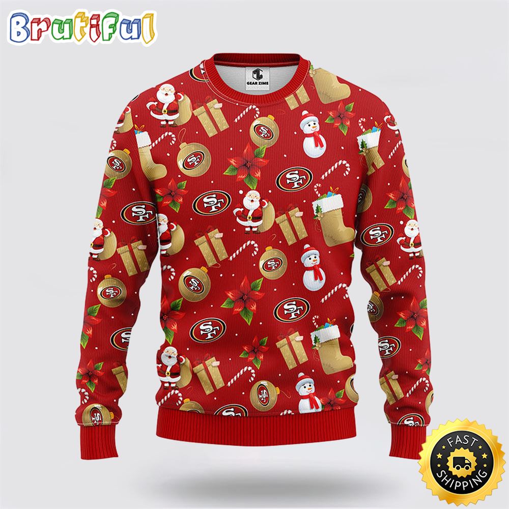 NFL San Francisco 49ers Ugly Sweater Santa Claus Snowman Ugly Christmas Sweater