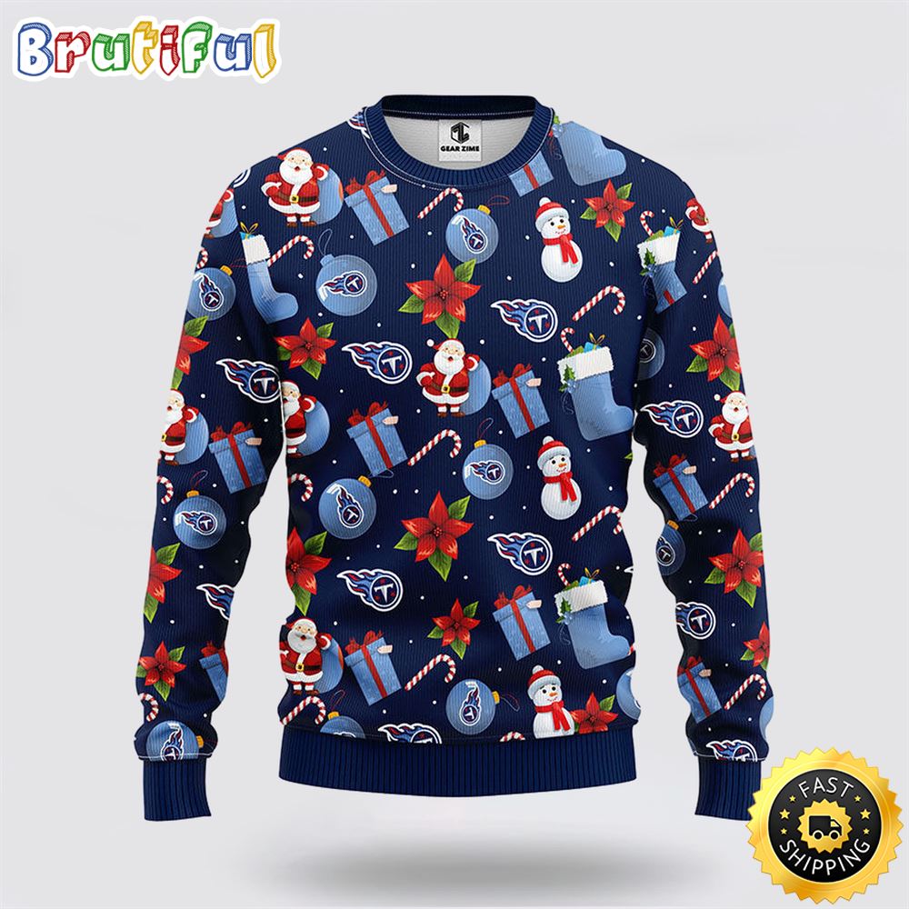NFL Tennessee Titans Ugly Sweater Santa Claus Snowman Ugly Christmas Sweater