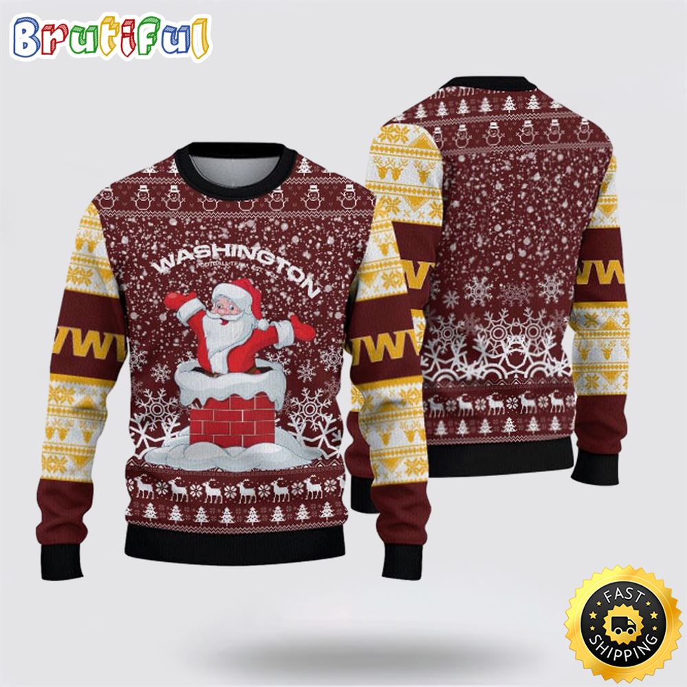 NFL Washington Commanders Ugly Sweater Printed Christmas Funny Santa Claus Show Team Spirit