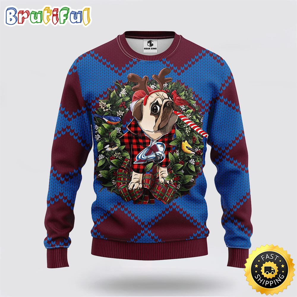NHL Colorado Avalanche Ugly Sweater Pub Dog Ugly Christmas Sweater