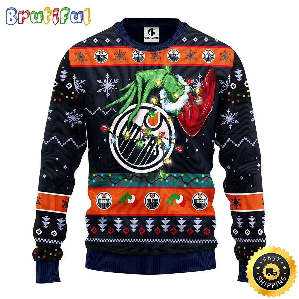 NHL Edmonton Oilers Christmas Ugly Sweater Grinch Gift For Hockey Fans