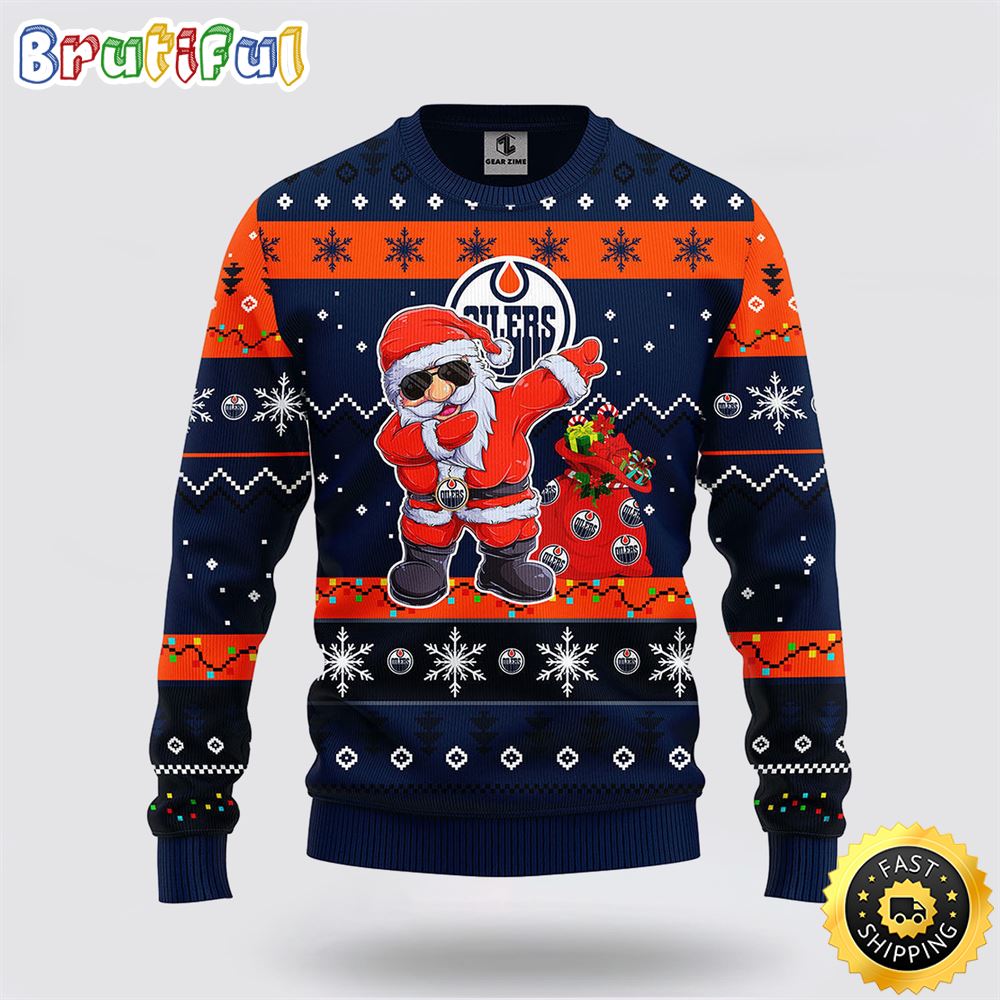 NHL Edmonton Oilers Ugly Sweater Santa Claus Ugly Christmas Sweater