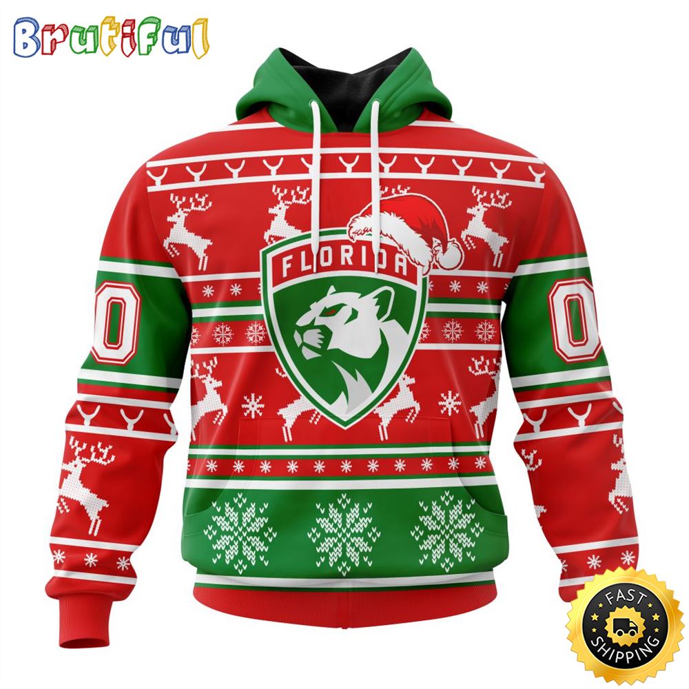 NHL Florida Panthers Specialized Unisex Christmas Is Coming Santa Claus All Over Print 3D Hoodie Gift For Christmas Day