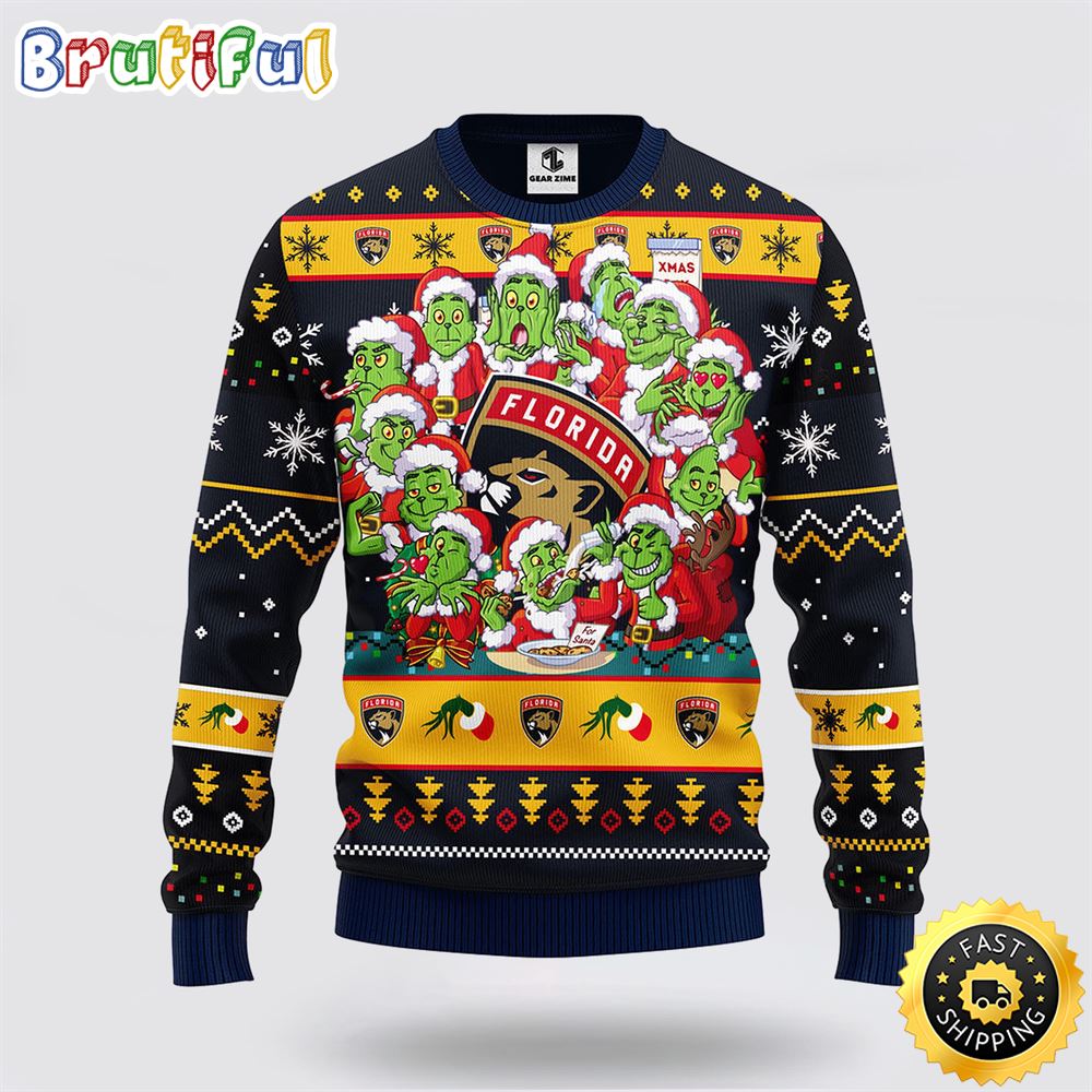 NHL Florida Panthers Ugly Sweater 12 Expressions Of Grinch During The Christmas Season Sweater
