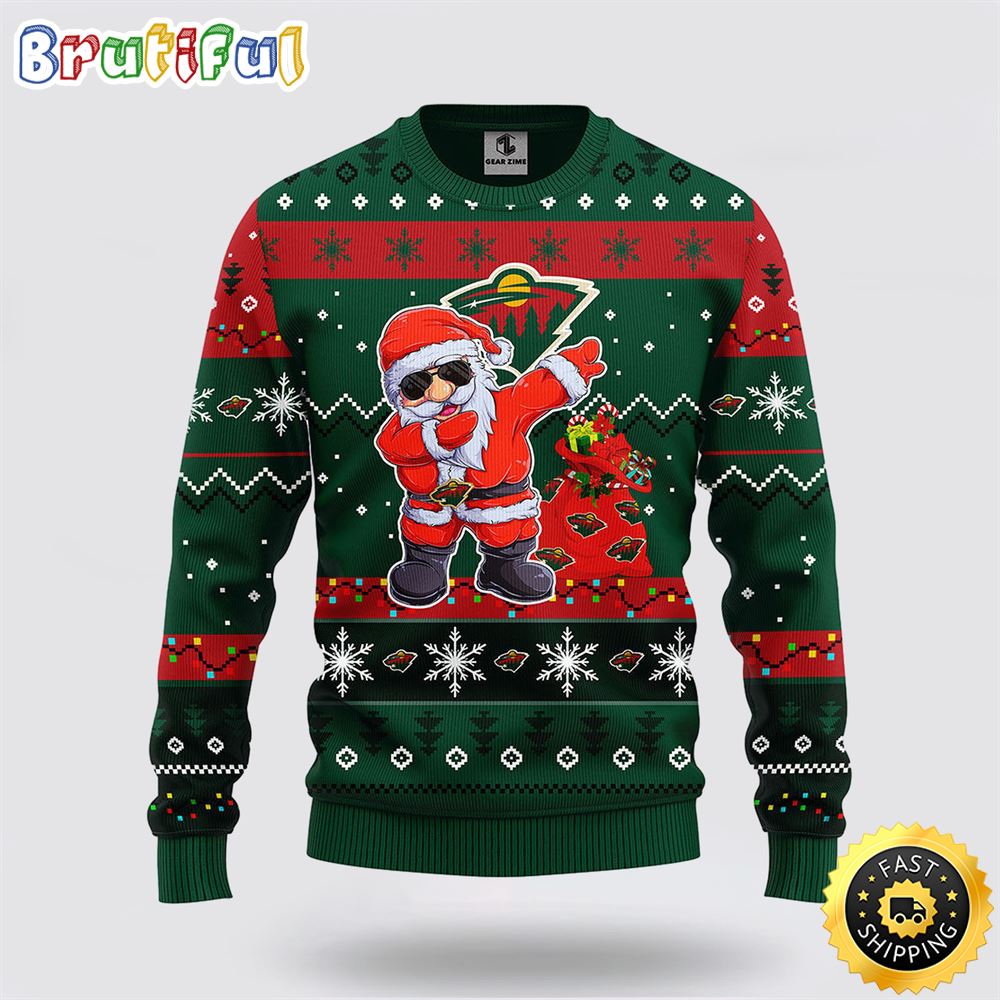 NHL Minnesota Wild Ugly Sweater Santa Claus Ugly Christmas Sweater
