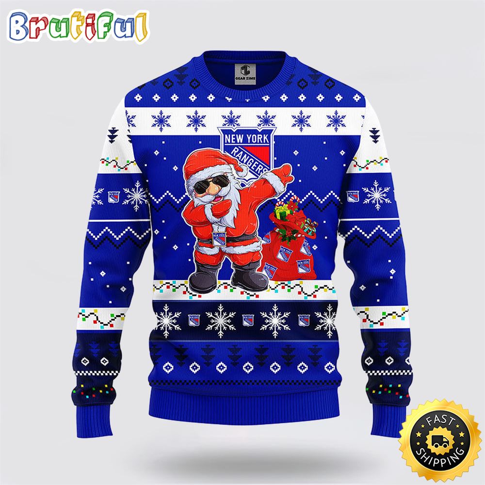 NHL New York Rangers Ugly Sweater Santa Claus Ugly Christmas Sweater