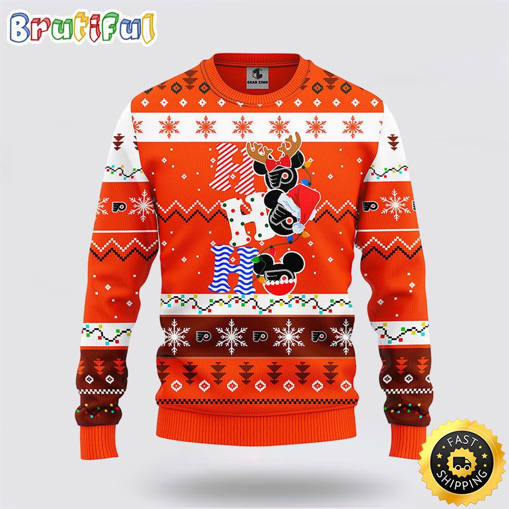 NHL Philadelphia Flyers Ugly Sweater Hohoho Mickey Ugly Christmas Sweater