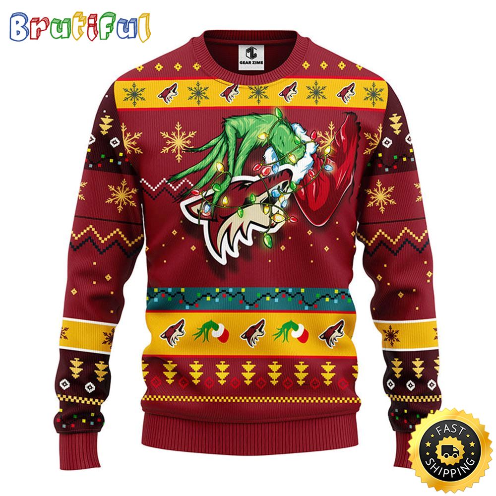 NHL Phoenix Coyotes Christmas Ugly Sweater Grinch Gift For Hockey Fans