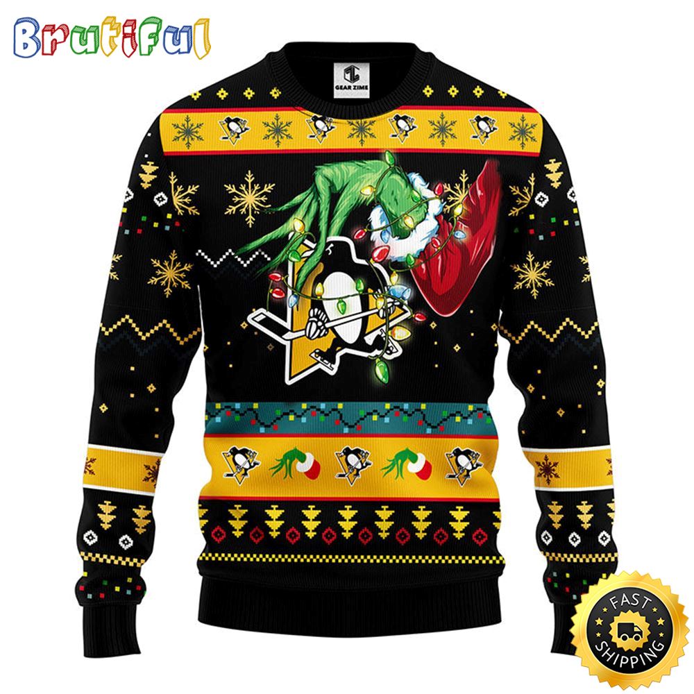 NHL Pittsburgh Penguins Christmas Ugly Sweater Grinch Gift For Hockey Fans