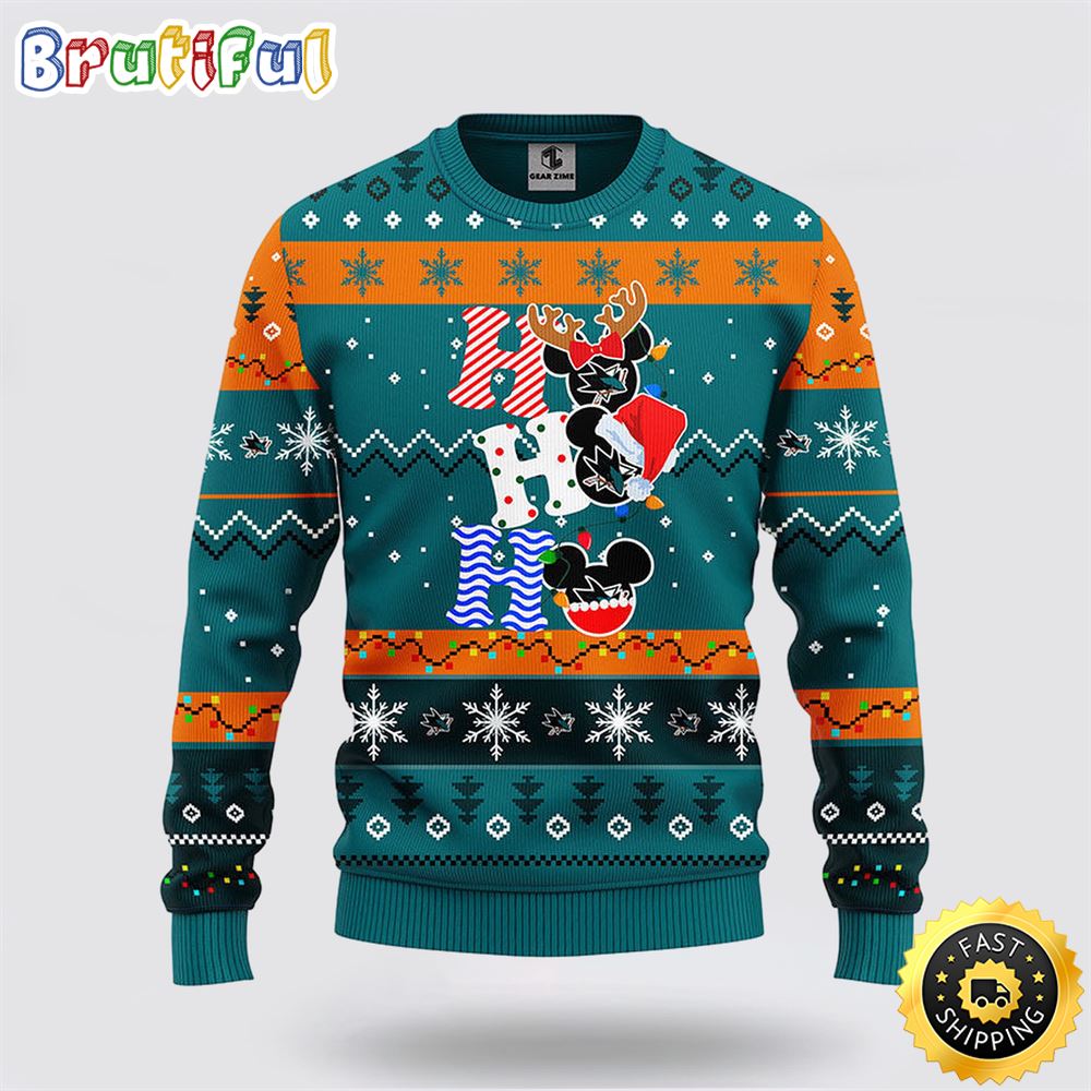 NHL San Jose Sharks Ugly Sweater Hohoho Mickey Ugly Christmas Sweater