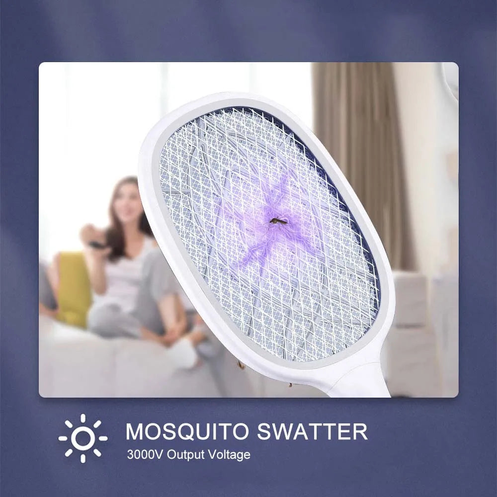 Electric Flies Swatter Killer with UV Light USB Rechargeable LED Lamp Summer Mosquito Trap Racket Anti Insect Bug Zapper