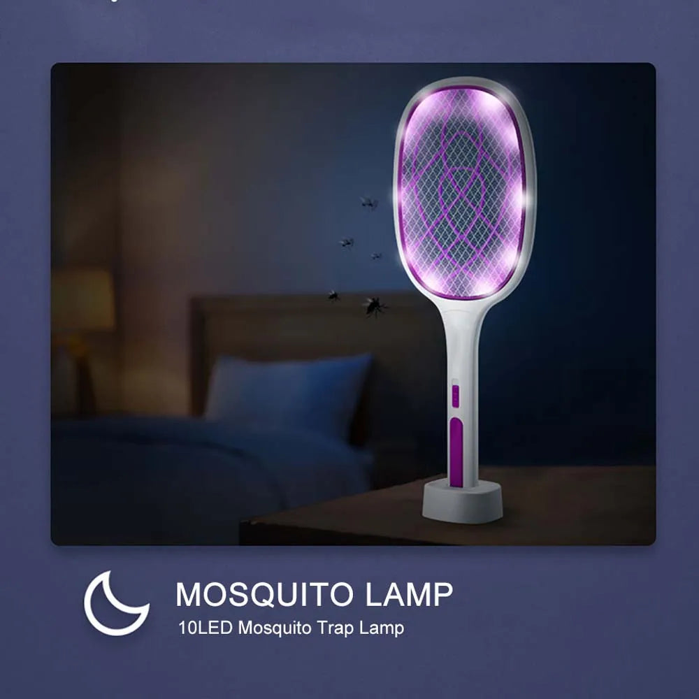 Electric Flies Swatter Killer with UV Light USB Rechargeable LED Lamp Summer Mosquito Trap Racket Anti Insect Bug Zapper